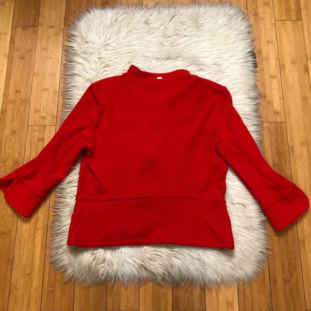 St. John Santana Wool Zip Up Fitted Cropped Bright Red Womens Knit Jacket size L - Picture 9 of 14